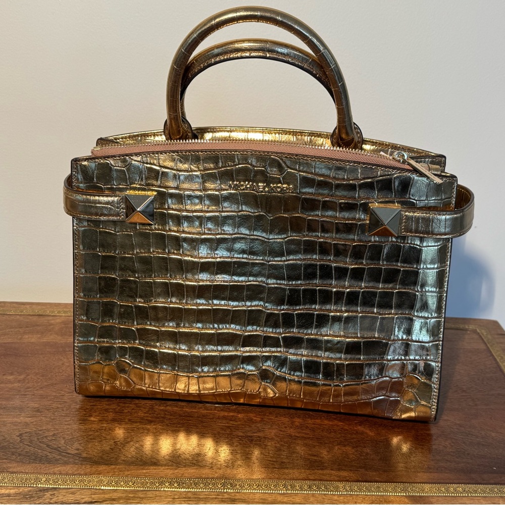 Michael Kors Metallic Gold Crocodile Satchel